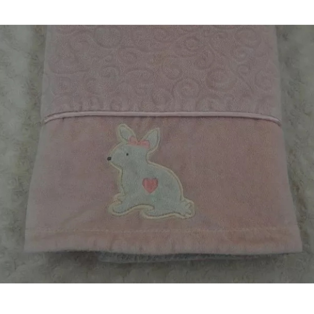Kyle & Deena Bunny Rabbit Baby Blanket Pink Heart Bow Sherpa Security Lovey